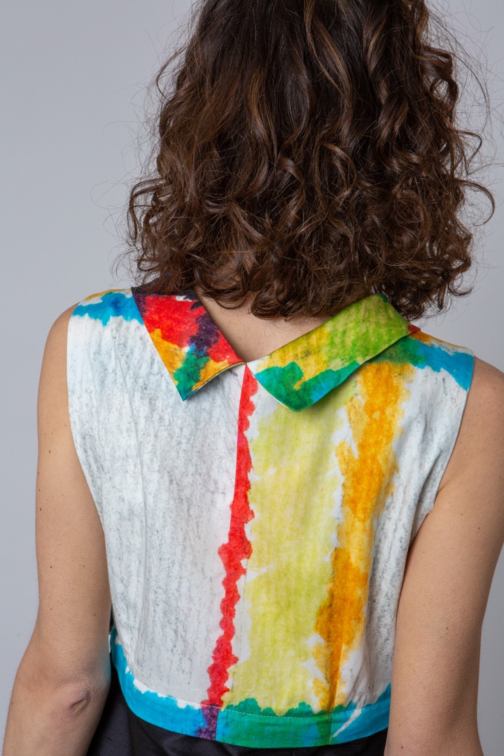 Macro madras sateeen cotton top - immagine 2