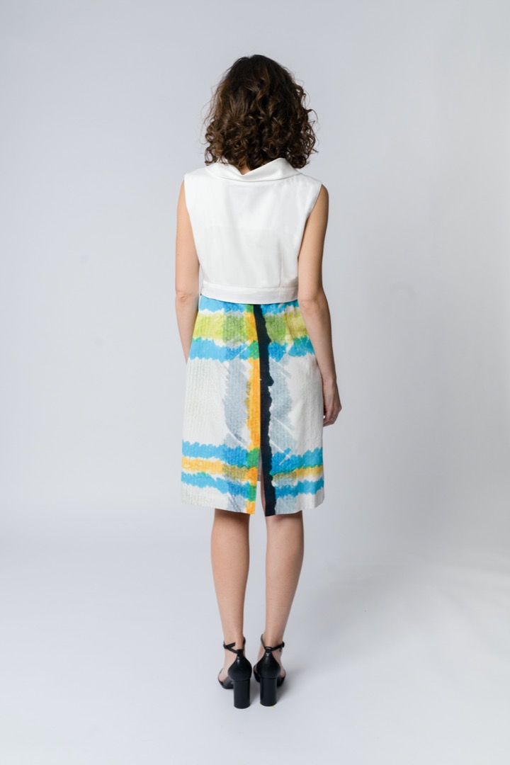 Pencil skirt-element in macro madras sateeen cotton - immagine 2