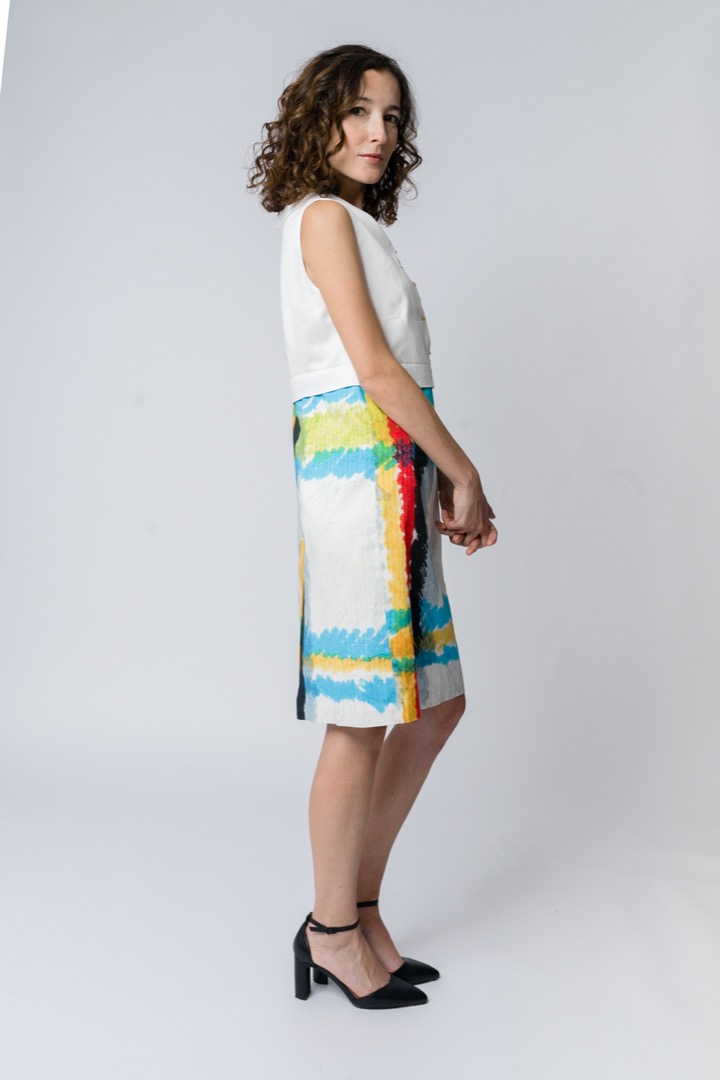 Pencil skirt-element in macro madras sateeen cotton - immagine 3