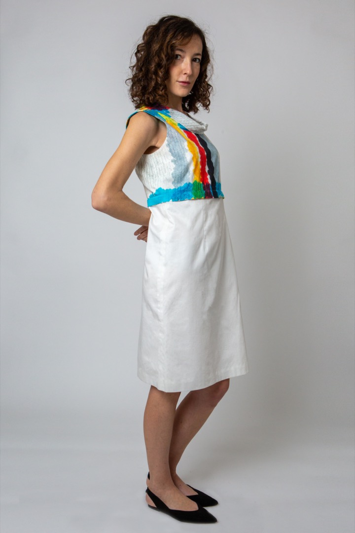 Pencil skirt-element in white sateen cotton - immagine 3