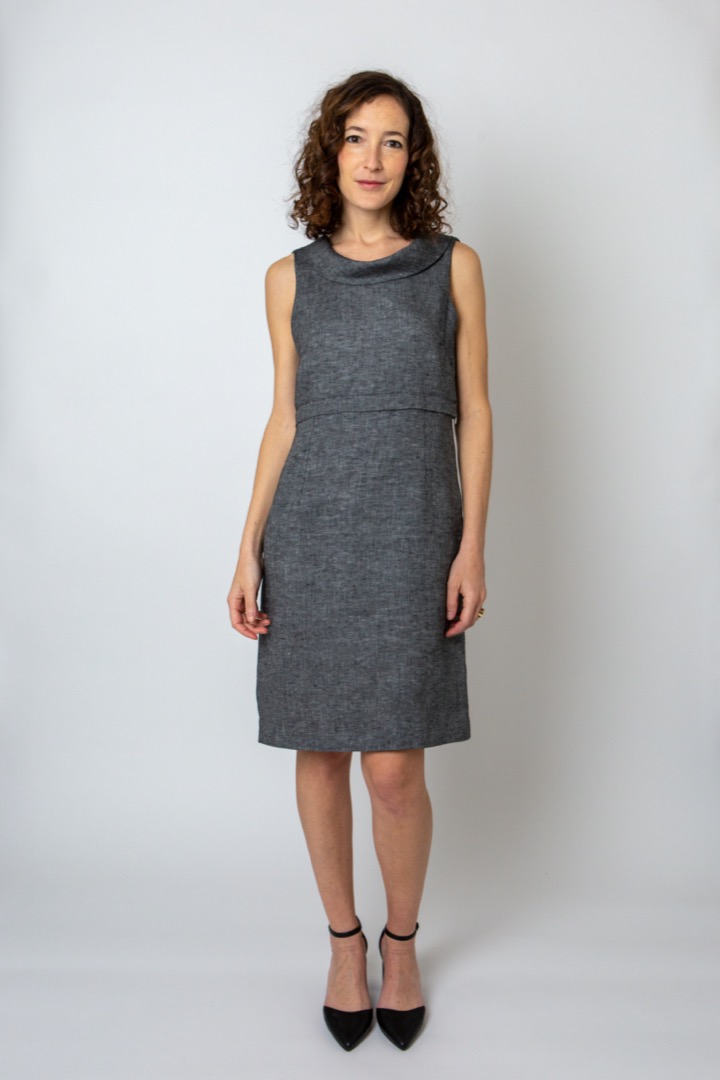 The Divisible Dress in black yarn-dyed hemp
