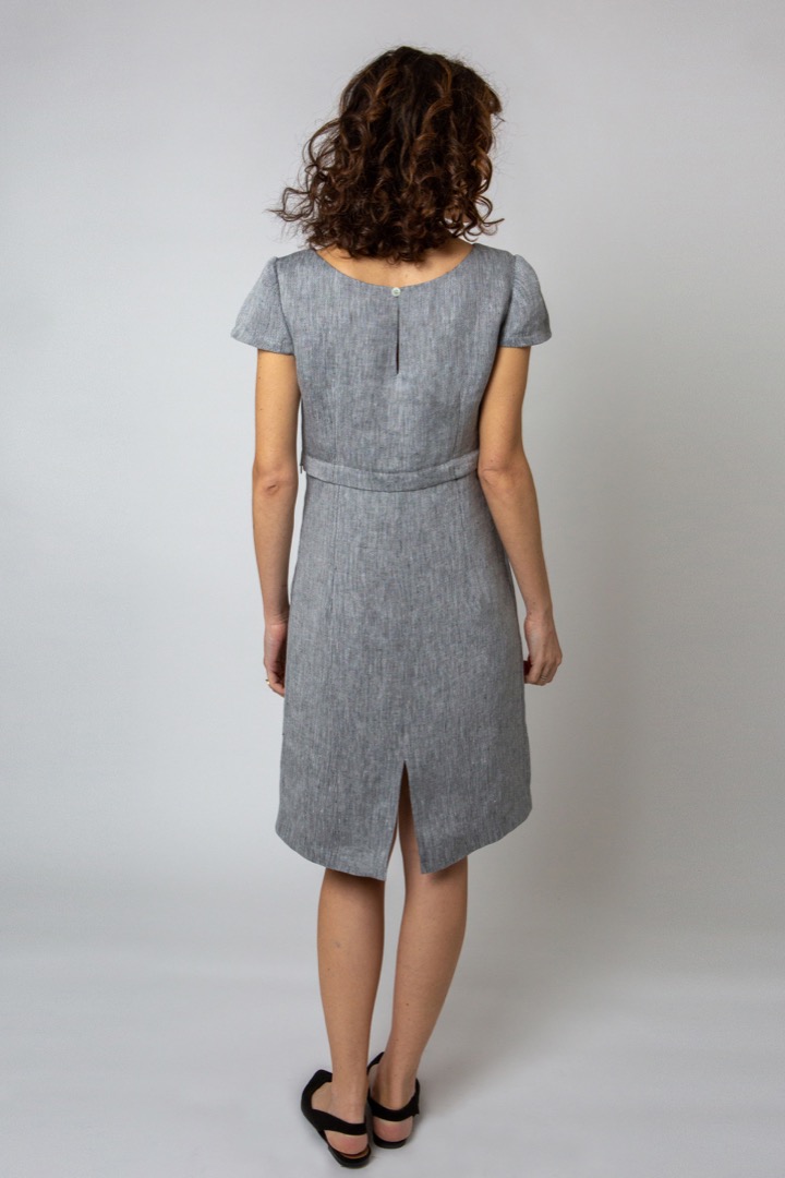 The Divisible Dress in gray yarn-dyed hemp with cap sleeves - immagine 2