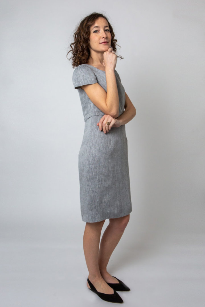 The Divisible Dress in gray yarn-dyed hemp with cap sleeves - immagine 3
