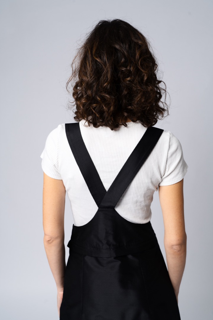 Top with suspenders in black silk shantung - immagine 2
